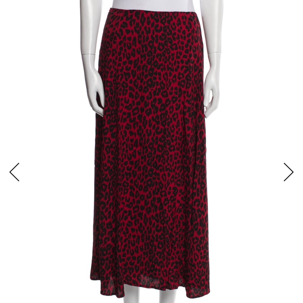 Reformation Leopard Print Maxi Skirt - Red and Black